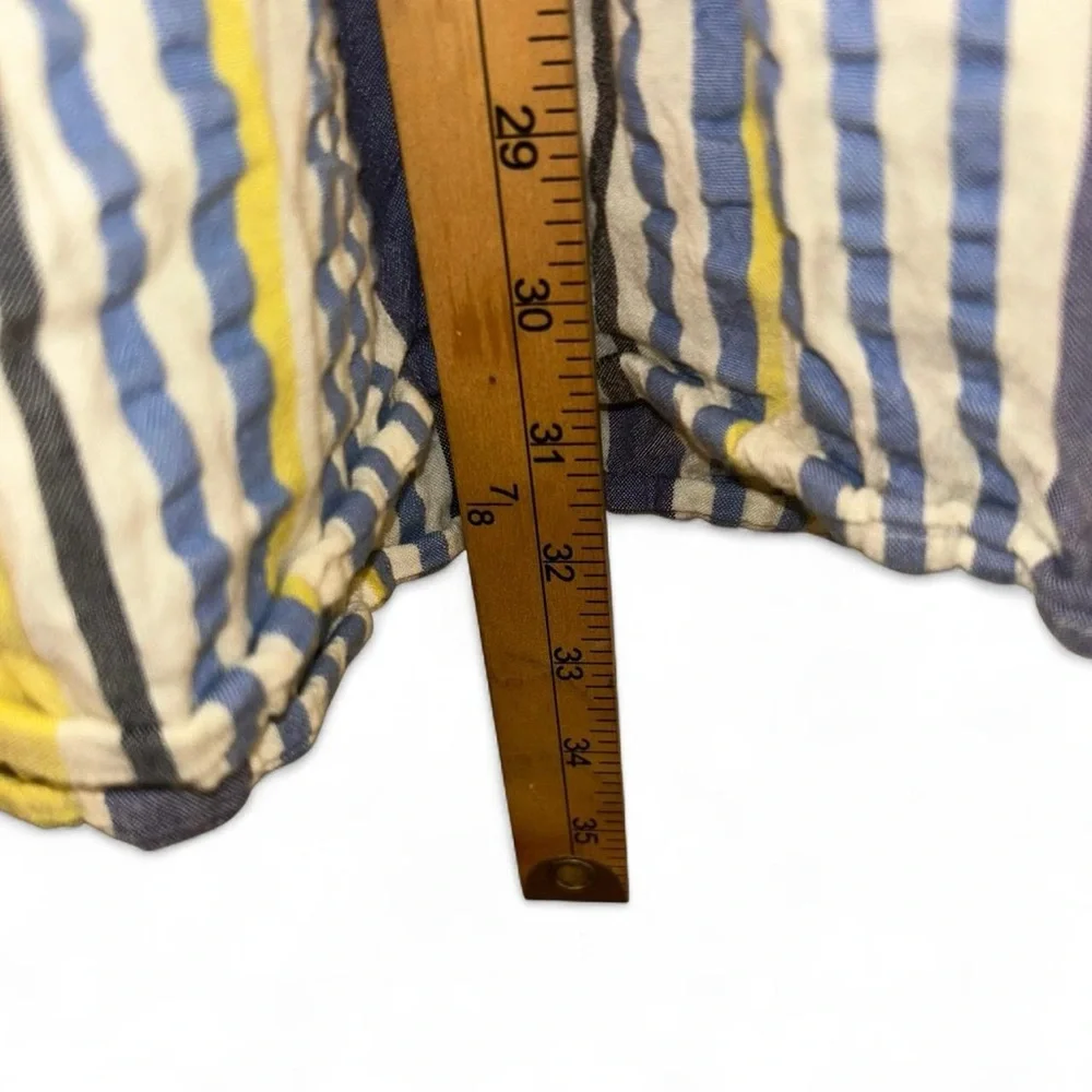 Loft Blue And Yellow Striped Ruffle Sleeve Dress Size SP - Picture 4 of 8